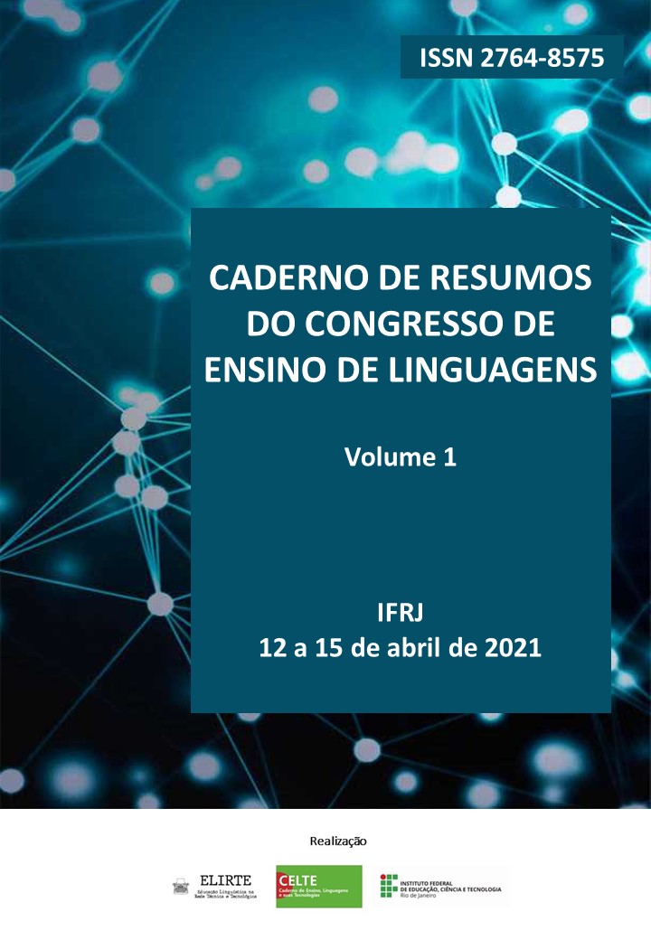 					Visualizar v. 1 (2021): Caderno de Resumos do Congresso de Ensino de Linguagens
				